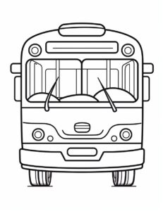 coloring page for kids, cute public transportation bus, clean line art, no background, just lines,cartton style --ar 17:22