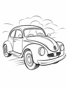 kid coloring book page, car, clean line art, --ar 17:22