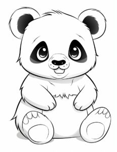 cute kawaii panda b/w outline art for kids coloring book page, full white, white background, whole body, Sketch style, only use outline, cartoon style, line art, coloring book, clean line art, white background, Sketch style --ar 85:110