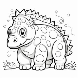 coloring page for kids, very simple shape, white background, cartoon style-ar 9:11,Ankylosaurus