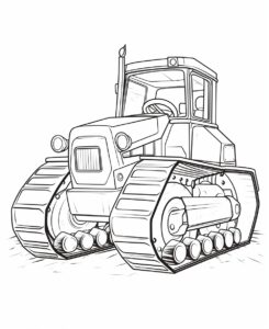 Small bulldozer next to big bulldozer, line art, no color, low detail. simple outline and shapes, for kids, for coloring book, black and white, white background, coloring book style on white background, well composed, clean coloring book page, No dither, no gradient, strong outline, No fill, No solids, vector illustration, –ar 9:11 –v 5