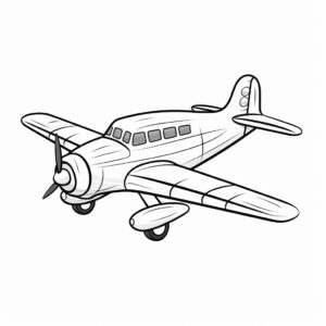 Very very very simple white plane, NO Shadow, NO shades, No light dark, minimal details, using simple white and black thick line art, crisp lines and clear shapes, for 2 years old child, for coloring page for Toddlers, no background.