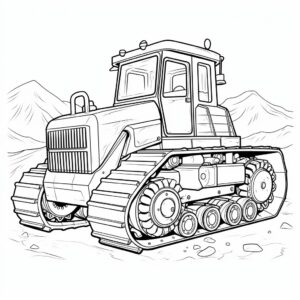 coloring book for boys, bulldozer, no fill, black and white, --style raw