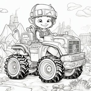 Loader, colouring book for kids, no coloue