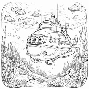 oloring with sea king underwater , kids design, white and balack coloring, comic books, high resolution, make it for kids, 8k, no shading, thick lines, no color