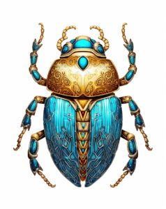 scarab beetle design elements illustration white background comic. --ar 26:33