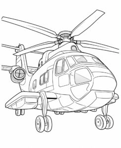 coloring page for kids, aeroplane or helicopters, matching propellers, cartoon, thick lines, low detail, no shading --ar 9:11