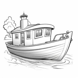 coloring page for kids ,small boat ,cartoon style,thick line,low detailm noshading--ar9:11