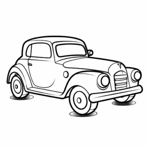 simple black and white line art of car for a toddler’s coloring book, 4k UHD