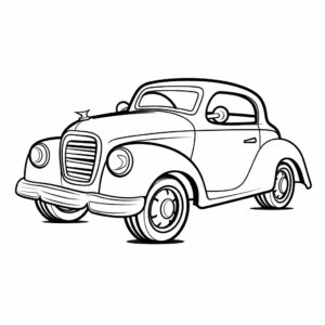 simple black and white line art of car for a toddler’s coloring book, 4k UHD