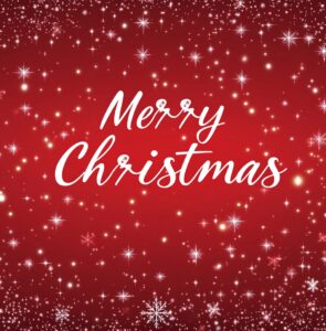 Red background with snowflakes and stars, white text "Merry Christmas" in the center of an empty space for design, festive red color scheme, elegant, high resolution, high detail, realistic, glowing effect, glittering, sparkling, bright light. --ar 127:128 --v 6.1