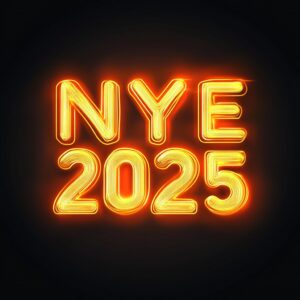 neon logo of "NYE 2025", yellow --v 6.1